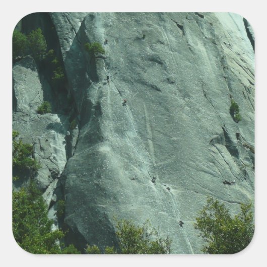 Rock Climbers auf El Capitan Quadratischer Aufkleber (Vorderseite)