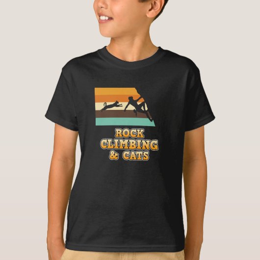 Rock Climbing And Cats Mountain Climber Lover Grap T-Shirt (Vorderseite)