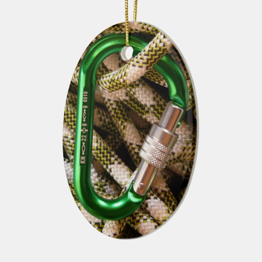 Rock Climbing , Carabiner, Rope, Summit Cross Keramik Ornament (Links)