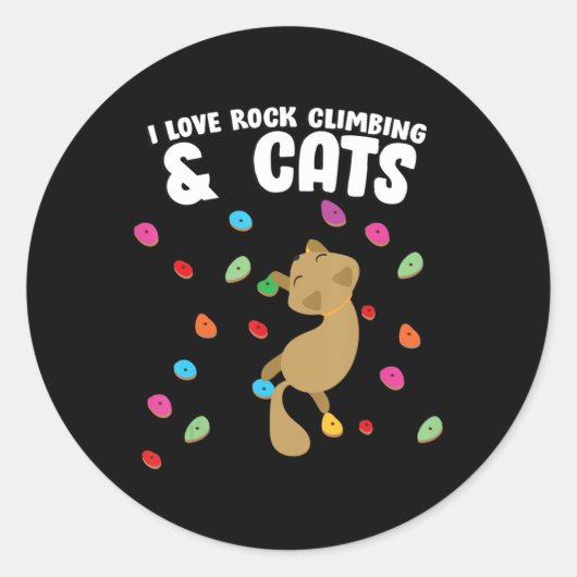 Rock Climbing & Cat Love Cute Birthday  Runder Aufkleber (Vorderseite)