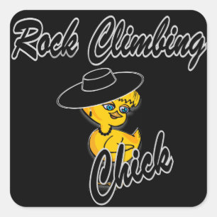Rock Climbing Chick #4 Quadratischer Aufkleber