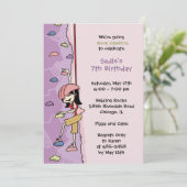 Rock Climbing Einladung: Schwarzes Haar Geburtstag Einladung (Stehend Vorderseite)