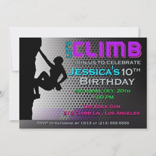 Rock Climbing - Einladung zum Geburtstag (Vorderseite)