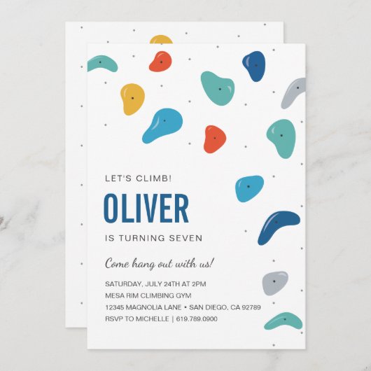 Rock Climbing Geburtstagsparty Einladung (Vorne/Hinten)