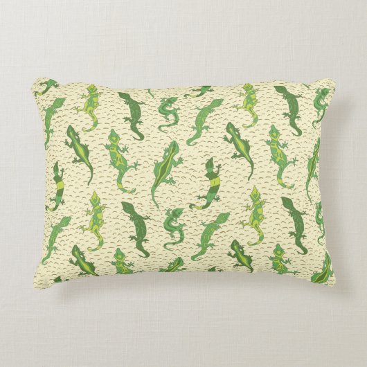 Rock Climbing Geckos auf gelb - nahtlos Muster. Dekokissen (Vorderseite)