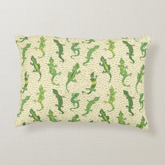 Rock Climbing Geckos auf gelb - nahtlos Muster. Dekokissen (Rückseite)