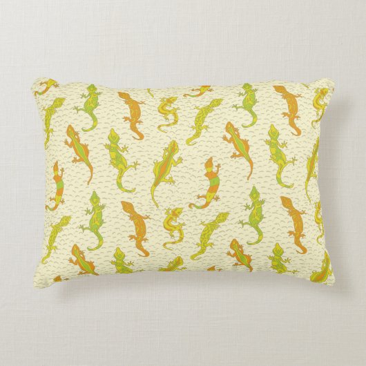 Rock Climbing Geckos auf gelb - nahtlos Muster. Dekokissen (Vorderseite)