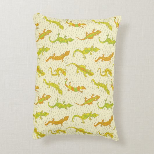 Rock Climbing Geckos auf gelb - nahtlos Muster. Dekokissen (Rückseite(Vertikal))