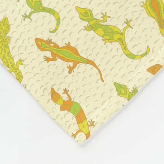 Rock Climbing Geckos auf gelb - nahtlos Muster. Fleecedecke (Ecke)