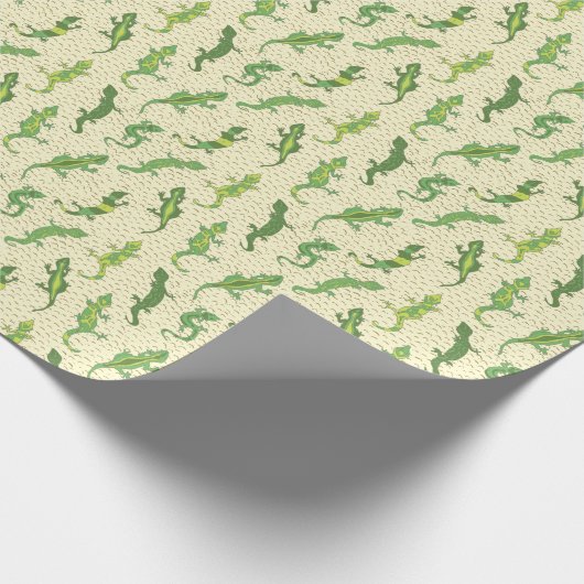 Rock Climbing Geckos auf gelb - nahtlos Muster. Geschenkpapier (Ecke)