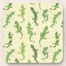 Rock Climbing Geckos auf gelb - nahtlos Muster.