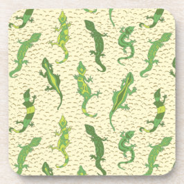 Rock Climbing Geckos auf gelb - nahtlos Muster. Getränkeuntersetzer