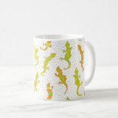 Rock Climbing Geckos auf gelb - nahtlos Muster. Kaffeetasse (VorderseiteRechts)