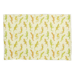 Rock Climbing Geckos auf gelb - nahtlos Muster. Kissenbezug