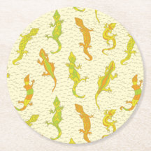 Rock Climbing Geckos auf gelb - nahtlos Muster.