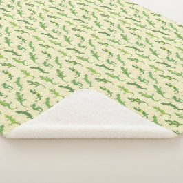 Rock Climbing Geckos auf gelb - nahtlos Muster. Sherpadecke