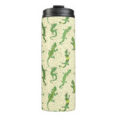 Rock Climbing Geckos auf gelb - nahtlos Muster. Thermosbecher (Vorderseite)