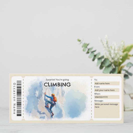 Rock Climbing Gift Certificate Einladung (Stehend Vorderseite)