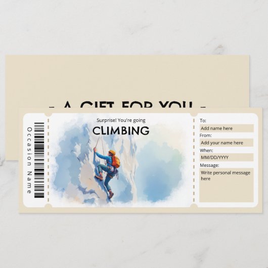 Rock Climbing Gift Certificate Einladung (Vorne/Hinten)