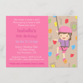 Rock Climbing Girls Geburtstagsparty Einladungen