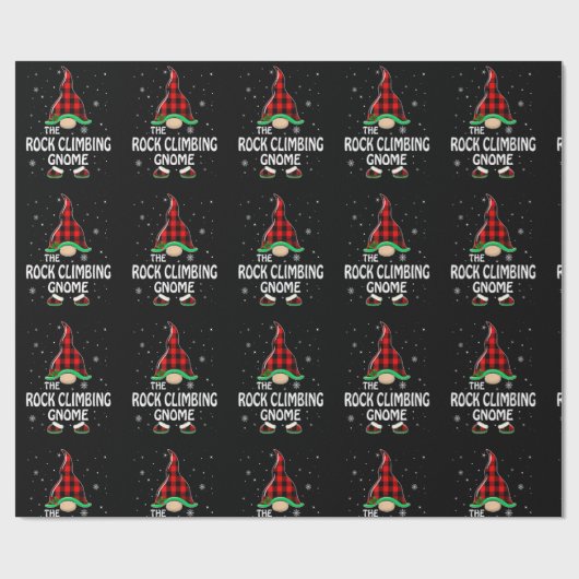 Rock Climbing Gnome Buffalo Plaid Matching Family Geschenkpapier (Flach)