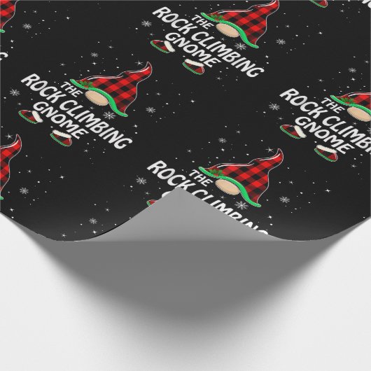 Rock Climbing Gnome Buffalo Plaid Matching Family Geschenkpapier (Ecke)