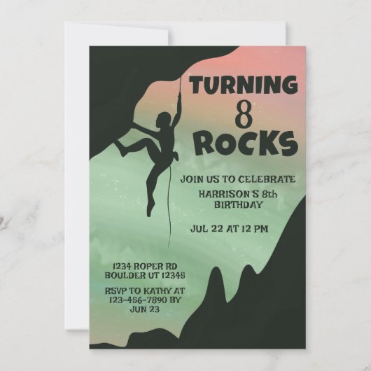 Rock Climbing Gym Abenteuer Geburtstag Einladung (Vorderseite)