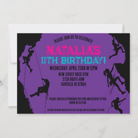 Rock Climbing Gym Geburtstag Einladung (Vorderseite)