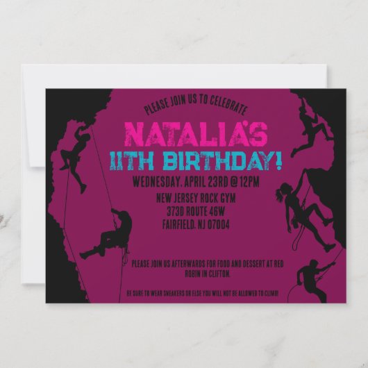 Rock Climbing Gym Geburtstag Einladung (Vorderseite)