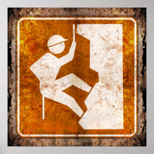 Rock Climbing Highway Straßenschild Grunge Poster