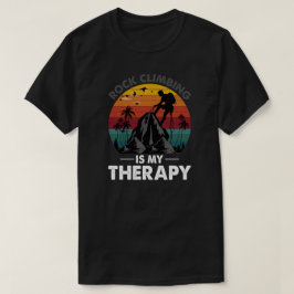 Rock Climbing ist meine Therapie Retro Sunset T -  T-Shirt