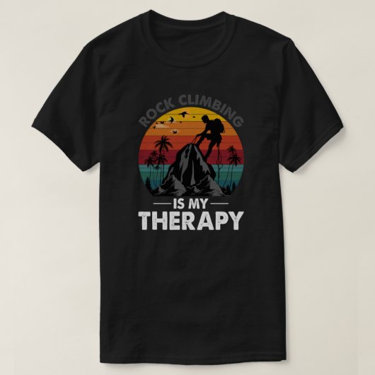 Rock Climbing ist meine Therapie Retro Sunset T -  T-Shirt (Design vorne)