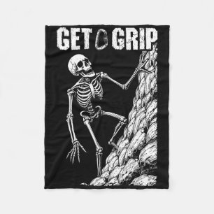 Rock Climbing Kletterer Skelett Halt Dich Fest Hal Fleecedecke