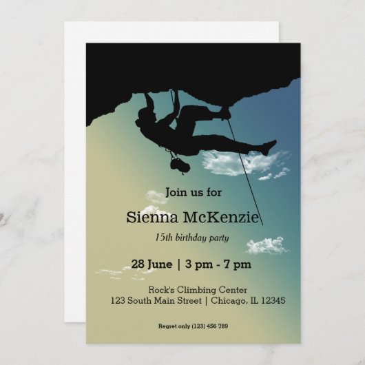Rock Climbing Party Einladung (Vorne/Hinten)
