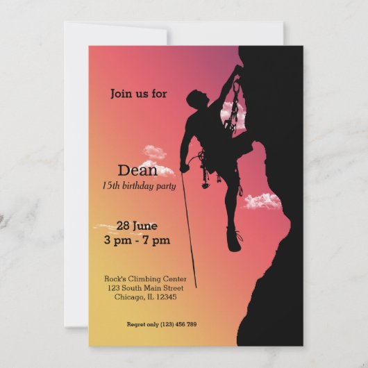 Rock Climbing Party Einladung (Vorderseite)