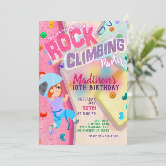 Rock Climbing Party Einladung (Stehend Vorderseite)