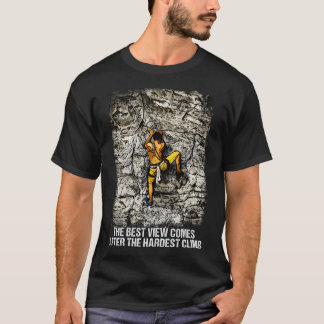Rock Climbing Reaching For The Mountain Summit T-Shirt