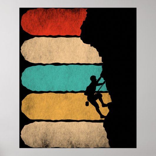 Rock Climbing Retro Hipster Kletterparadies Poster (Vorne)