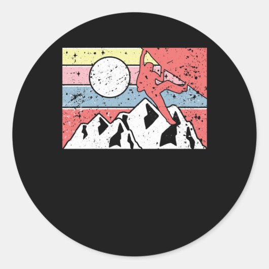 Rock Climbing Retro Vintag Runder Aufkleber (Vorderseite)