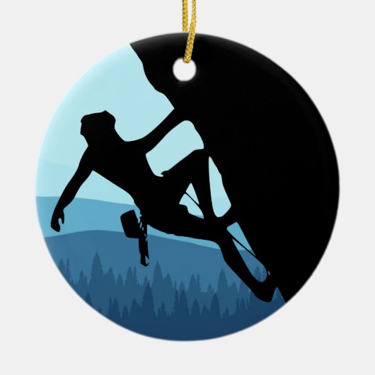 Rock Climbing Silhouette Keramik Keramik Ornament (Vorne)