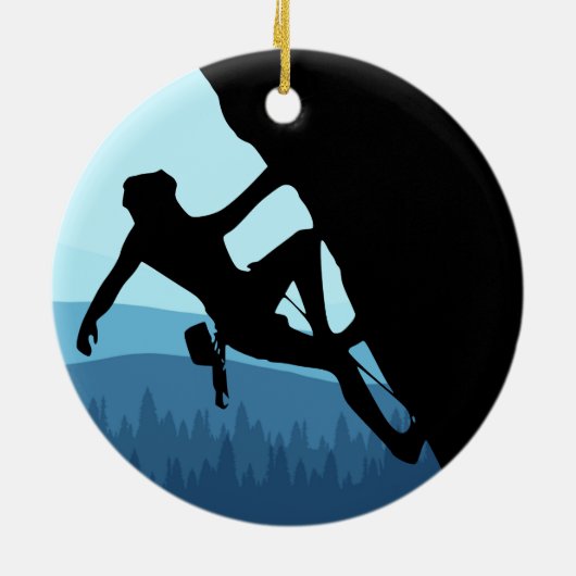 Rock Climbing Silhouette Keramik Ornament (Hinten)