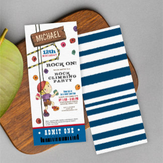 Rock Climbing Wasserfarbe Geburtstag Ticketpass Einladung