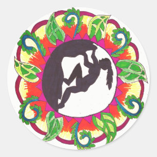 Rock Climbing Zen Mädchen Runder Aufkleber