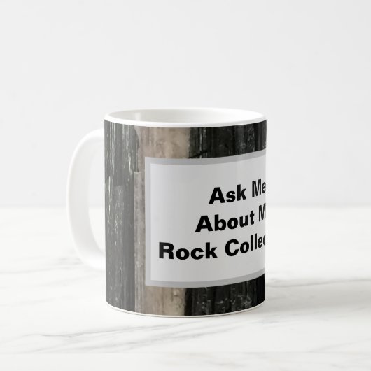 Rock Collector Humorer, Schwarz-weißer Stein Kaffeetasse (Vorderseite Links)