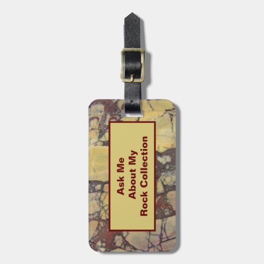 Rock Collector Humorroter Marmorstein Gepäckanhänger (Vorderseite vertikal)