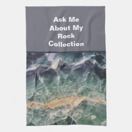 Rock Collector Spaß Lila grüner polierter Stein Geschirrtuch