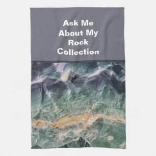 Rock Collector Spaß Lila grüner polierter Stein Geschirrtuch
