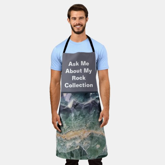 Rock Collector Spaß Lila grüner polierter Stein Schürze (Getragen)