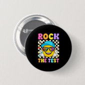 Rock den Test lächelndes Gesicht Sonnenbrille Lehr Button (Vorne & Hinten)