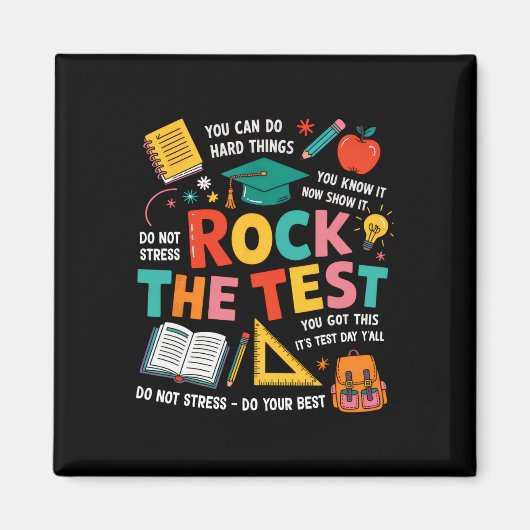 Rock den Test Lustiger Prüfungstag Lehrer Schüler Magnet (Vorne)